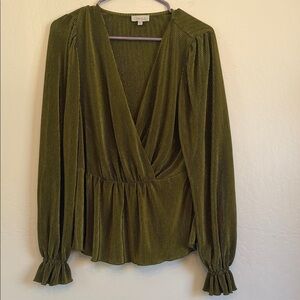 Chenault Deep Olive Wrap Blouse